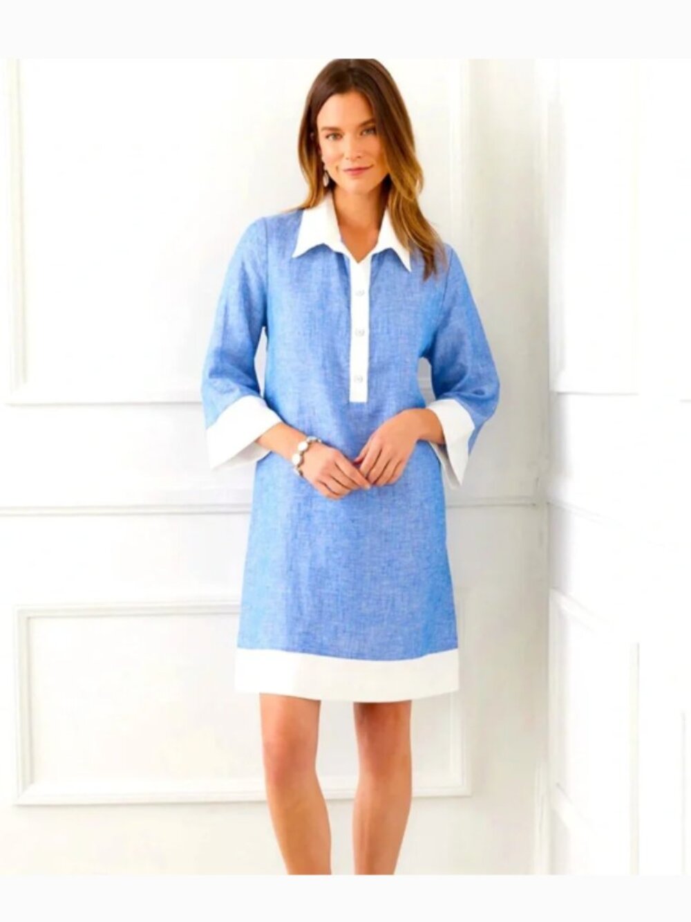 Karen Kane Women's Contrast Shirt Dress Linen, size S NWT